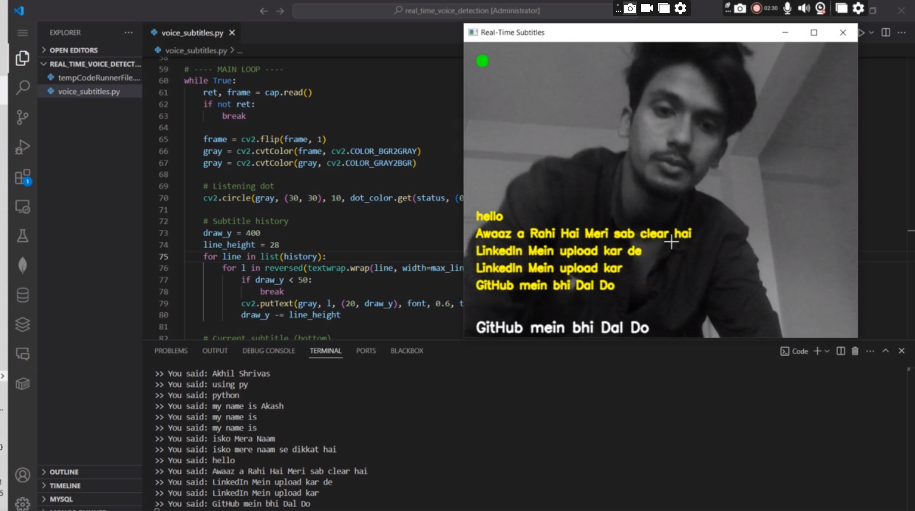Real-time Voice Recognition